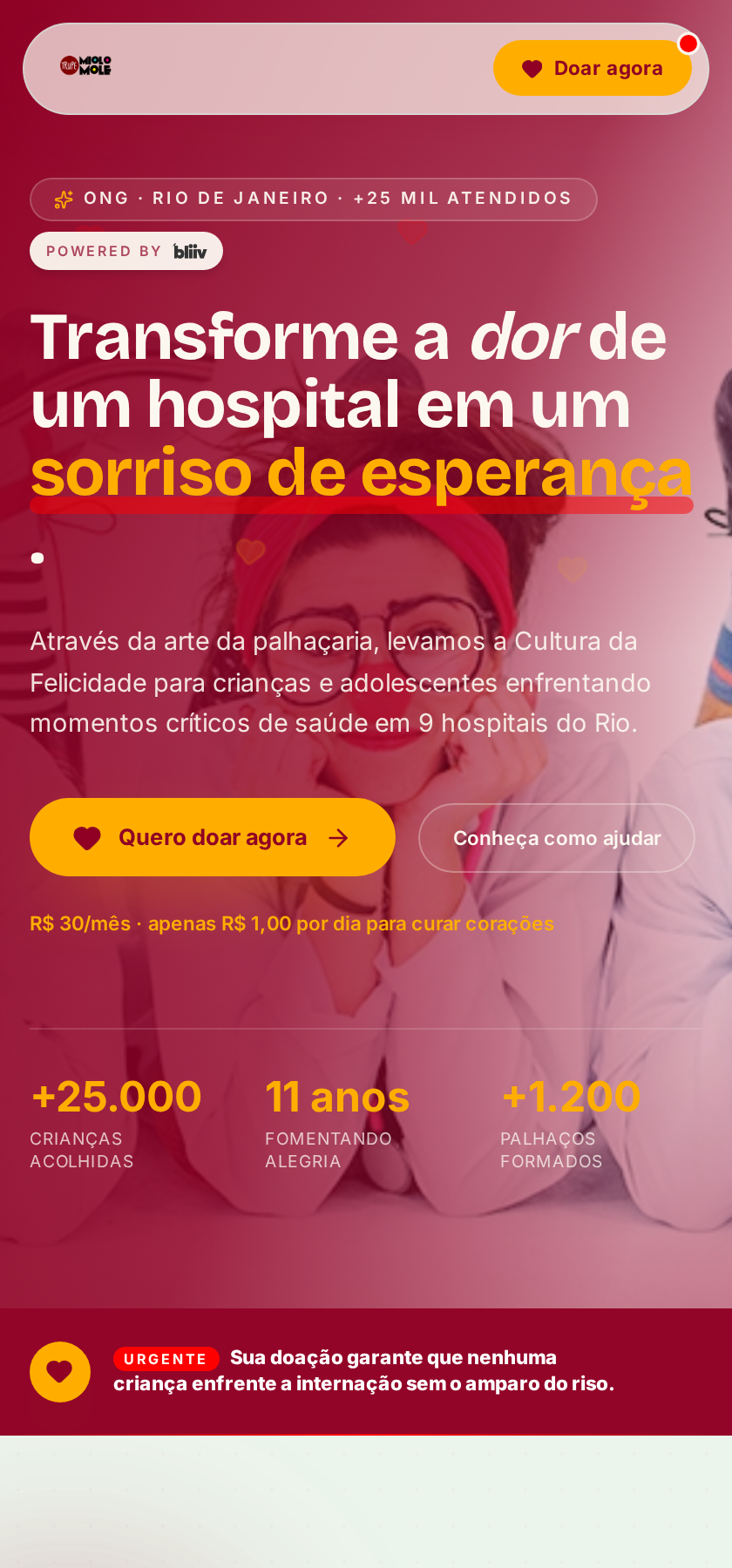 Página real da Trupe do Miolo Mole construída na Bliiv